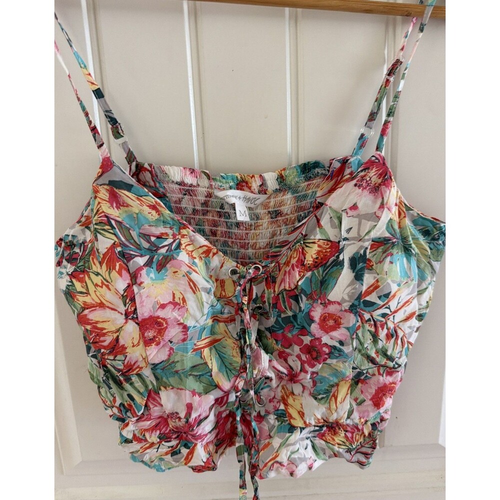 Harmony + Havoc Women’s Floral Crop Top Size M Rayon Y2K